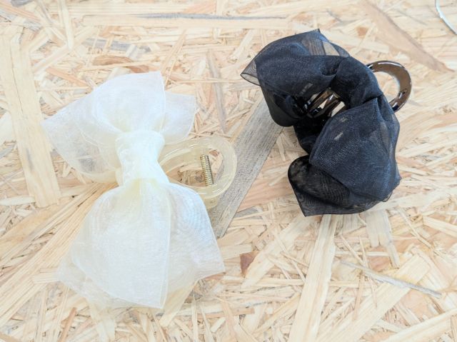 チュールリボンヘアクリップ2つ