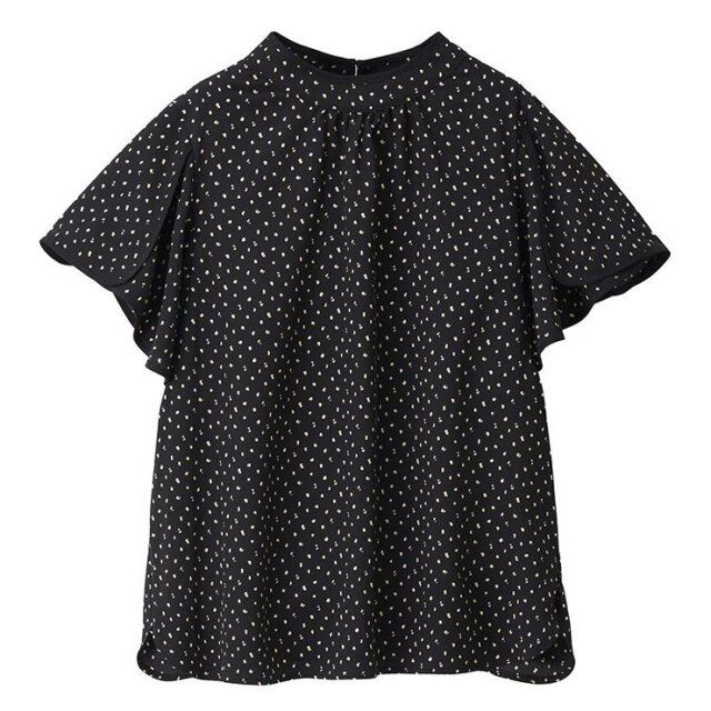 2025春夏しまむらレディース黒プリントブラウス