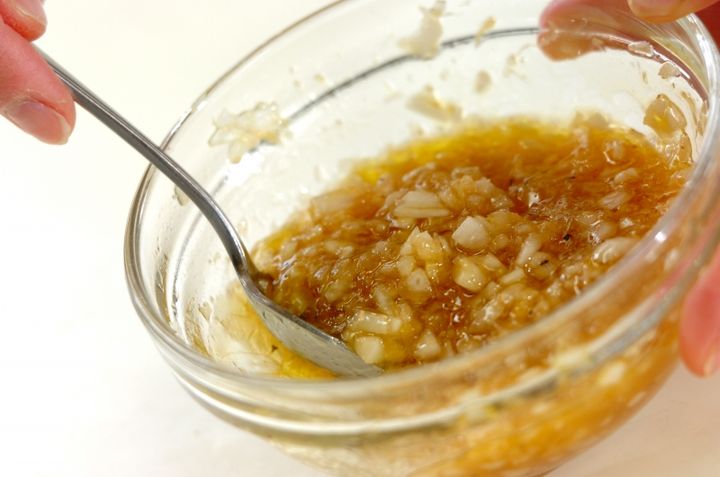 カツオのたたき新玉ドレッシングの作り方1