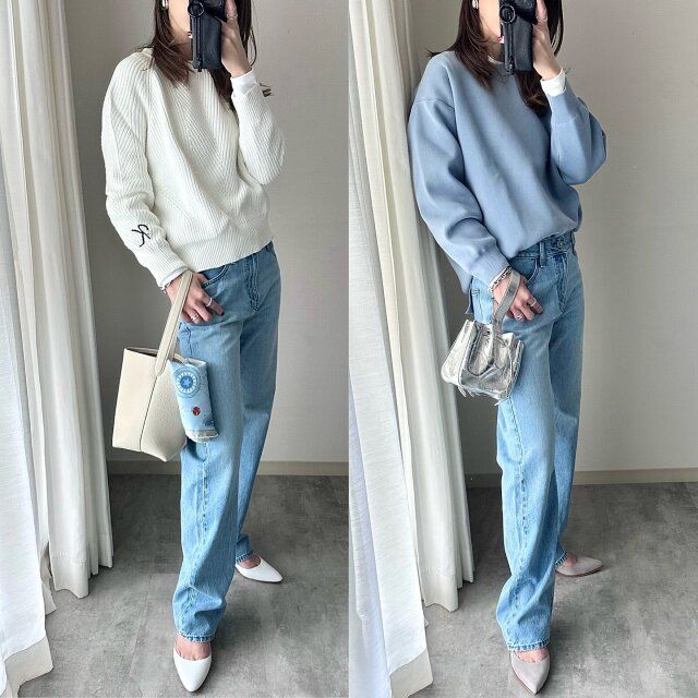 ユニクロのストレートジーンズのコーデ1