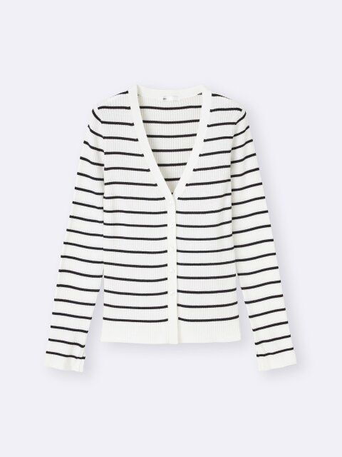 GUのUVカットボーダーVネックカーディガン