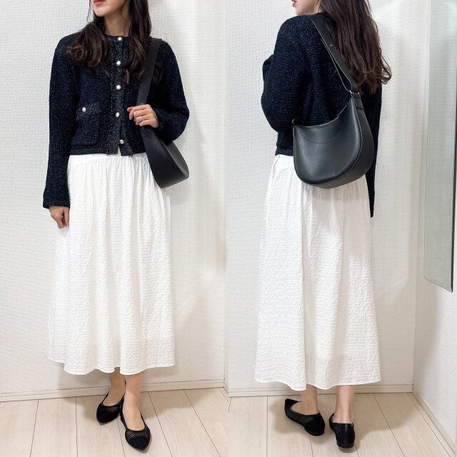 ニットカーデできれいめコーデ