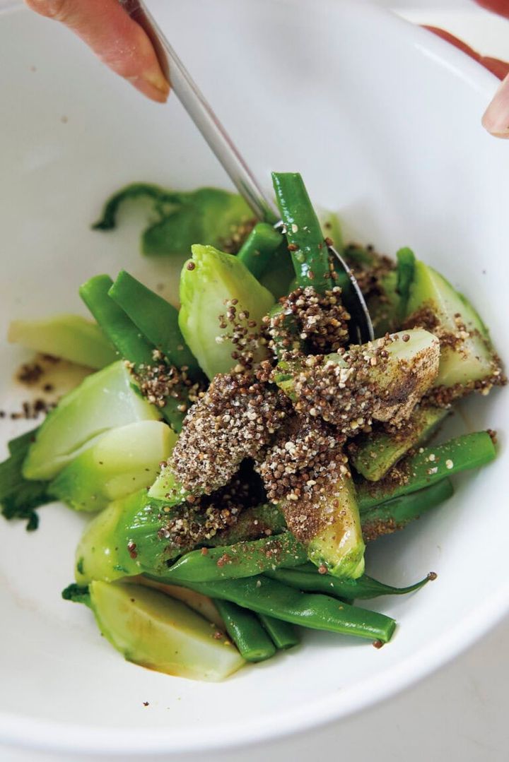 「いんげんとつぼみ菜のナムル」作り方３