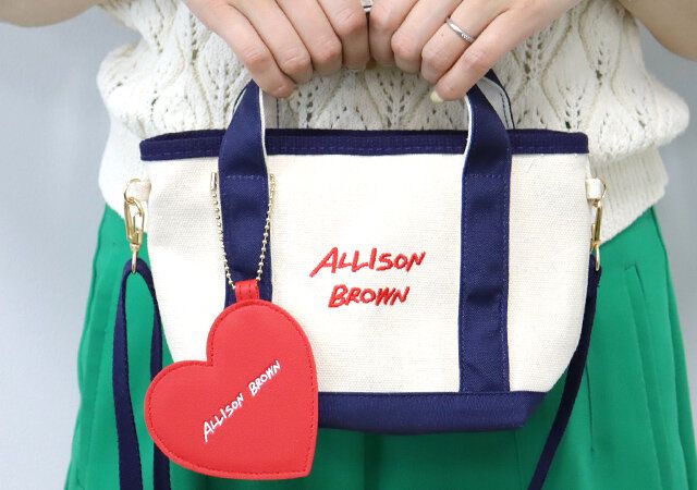 ALLISON BROWN［アリソン ブラウン］ショルダーストラップつきミニトート＆ハート形ミラーチャーム