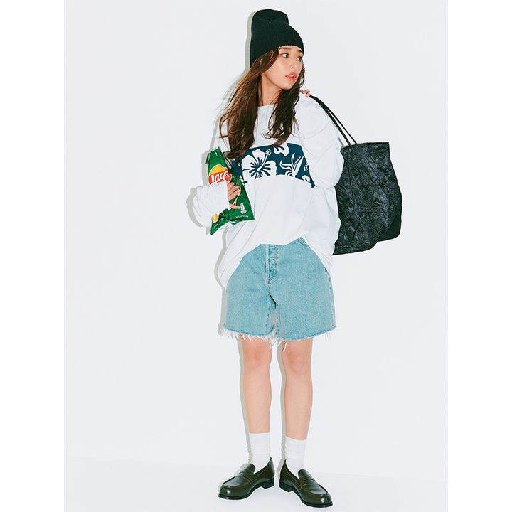 サーフなデニムショートパンツスタイル