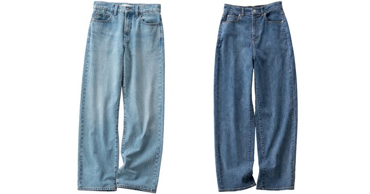 ユニクロアンドジェイダブリューアンダーソンのブルーデニムとアンフィーロの撥水デニムパンツ