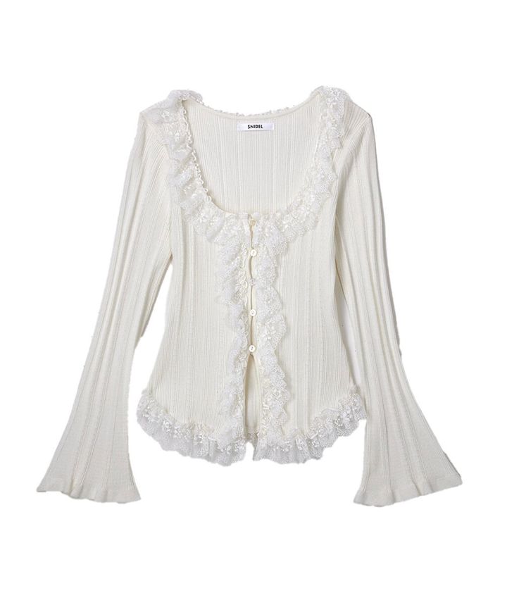 フリルニットカーデ