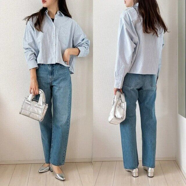 2025春夏ユニクロレディースストレートジーンズお手本コーデ