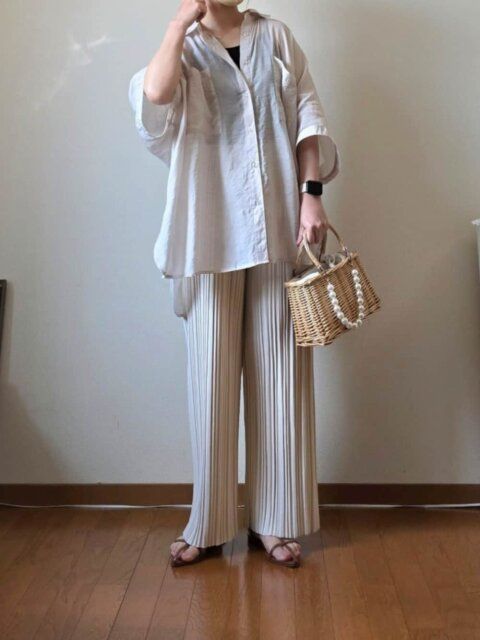 シアーシャツのコーデ4