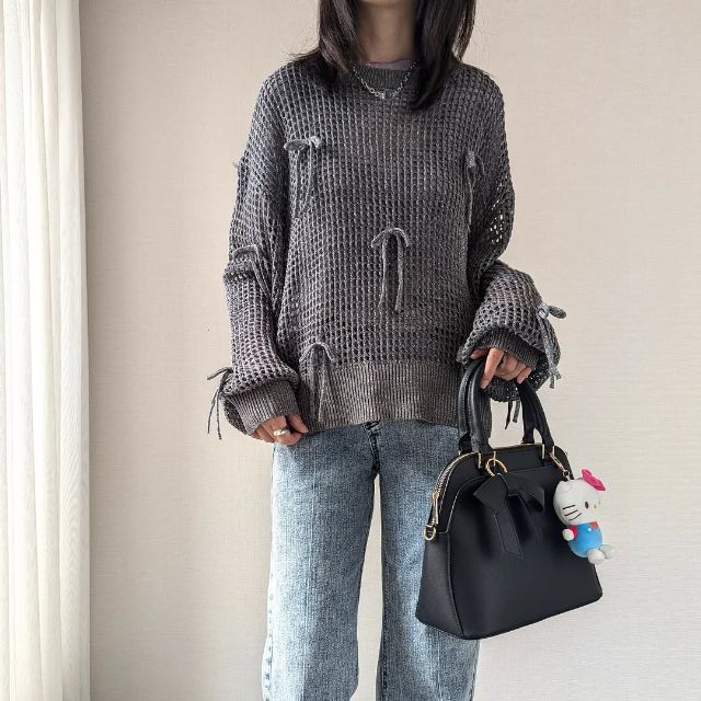 7GメッシュリボンPOを着たコーデ