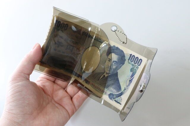 ダイソー PVCコインケース付3つ折財布 使用例 お札