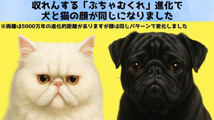収れんする「ぶちゃむくれ」進化で犬と猫が同じ顔になる
