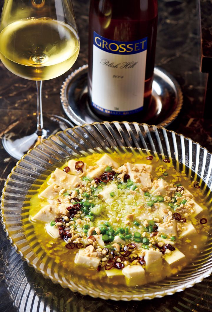 黄緑麻婆豆腐とリースリング