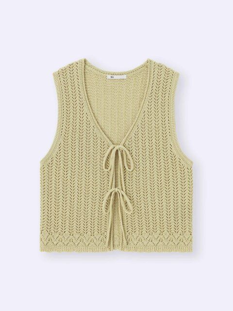 GUの透かし編みニットジレ