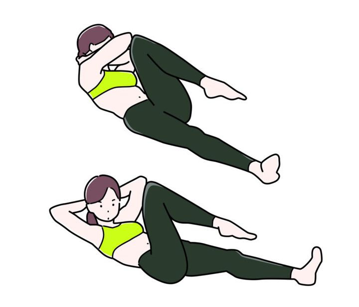 腹筋を鍛える「ツイストクランチ」