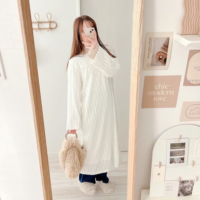 しまむら「起毛レースワンピース」