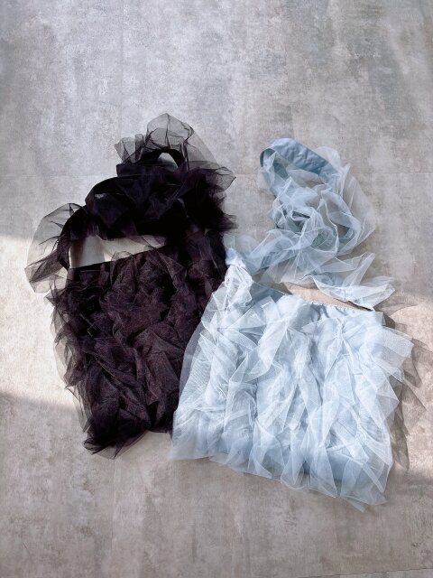 coca チュールフリルバッグ LT.GRAY BLACK