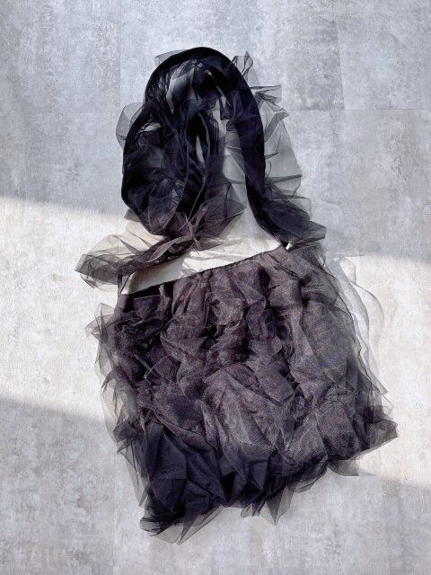 coca チュールフリルバッグ BLACK
