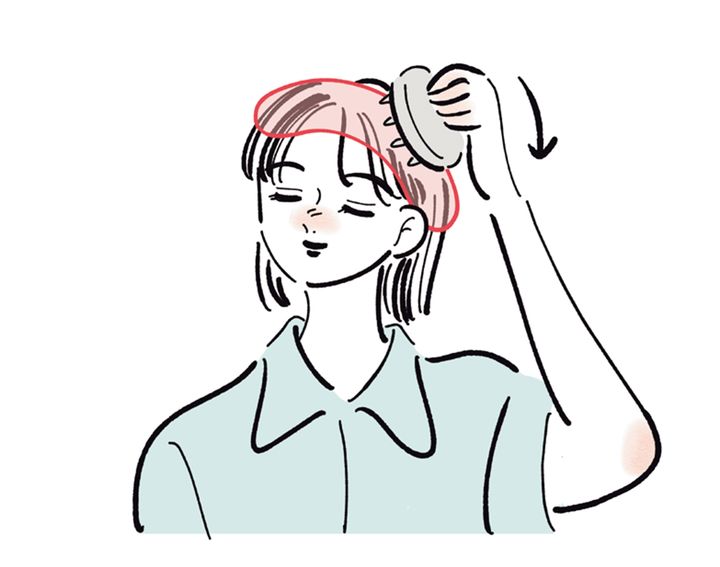 頭皮マッサージをする時はヘアバンドゾーンを意識。