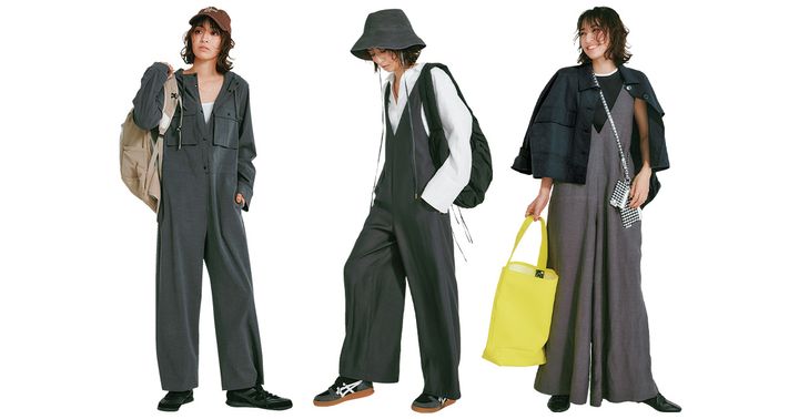 グレーのオールインワンを使った遠足コーデ3選