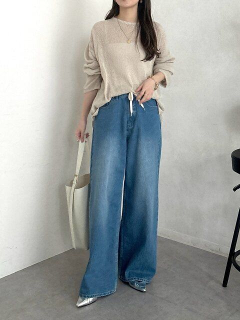 ワイドデニムのコーデ1