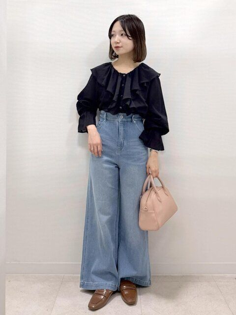 ワイドデニムのコーデ4