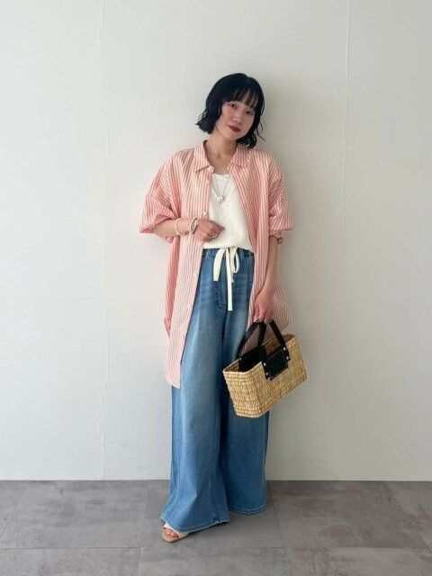 ワイドデニムのコーデ2