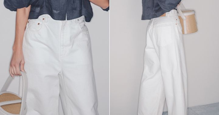 腰回りがゆったりしたシルエットのカオスのホワイトデニム