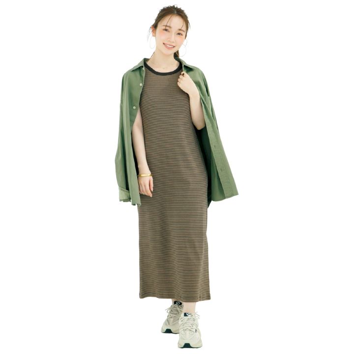 守屋麗奈さん ボーダータンクワンピを着る日のメイク