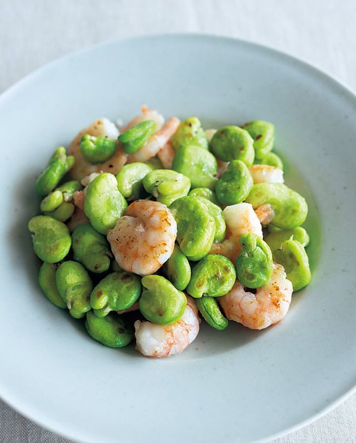 そら豆とえびの塩炒め