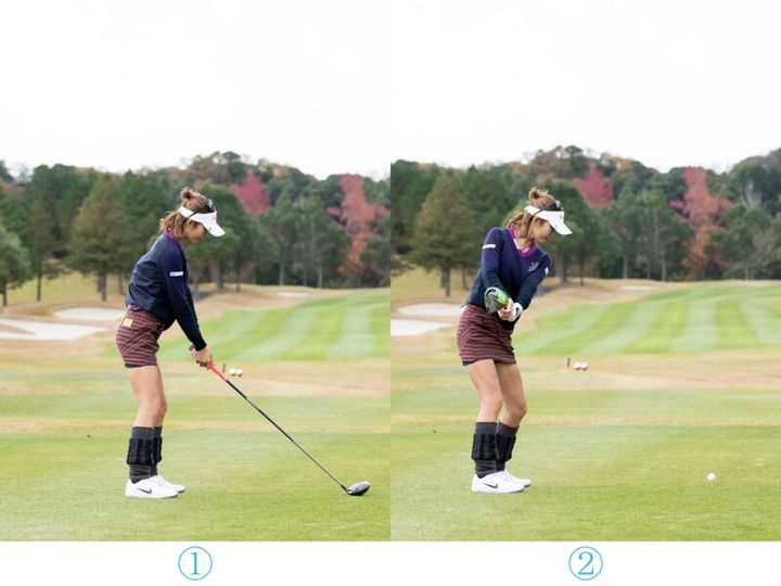 ダウンスイングからのキレがすごい！金田久美子は腰の回転量で加速力をアップ