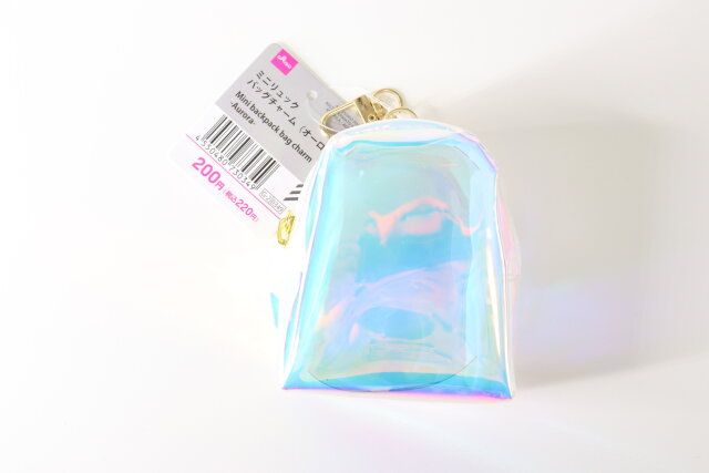 ダイソー ミニリュックバッグチャーム（オーロラ） 商品タグ