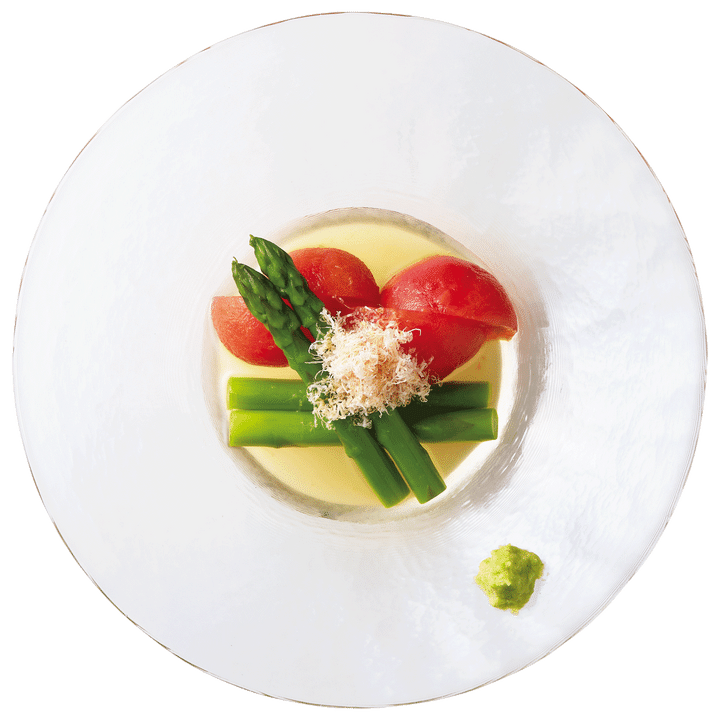 アメーラトマトとアスパラの本わさび浸し