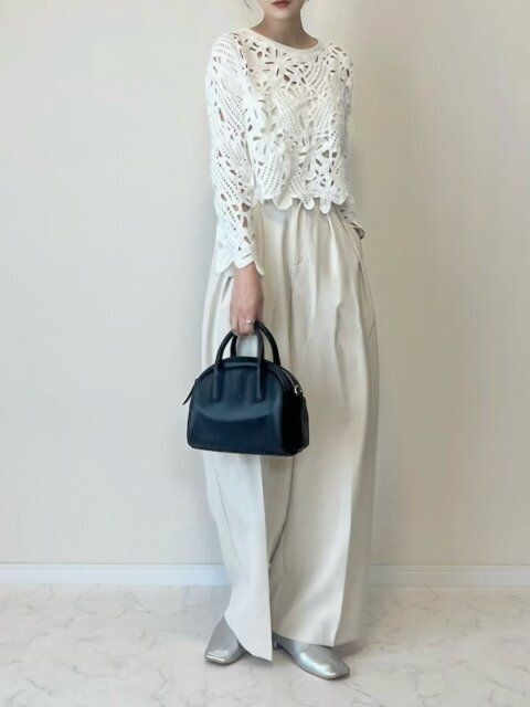 白ワイドパンツコーデ2