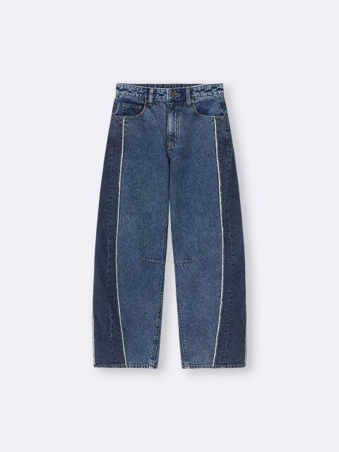 gu2トーンバレルレッグジーンズ