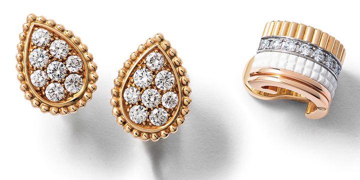 ブシュロンのセルパンボエムのピアスとキャトルのイヤーカフ