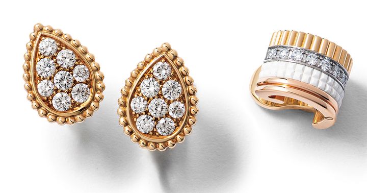 ブシュロンのセルパンボエムのピアスとキャトルのイヤーカフ