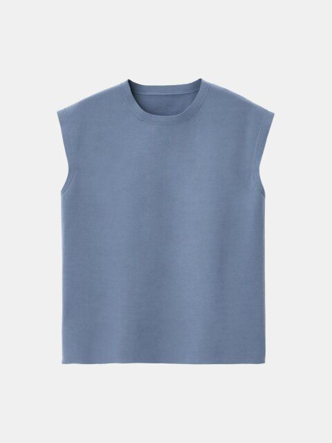 PLSTのタイトフィットノースリーブニットプルオーバー