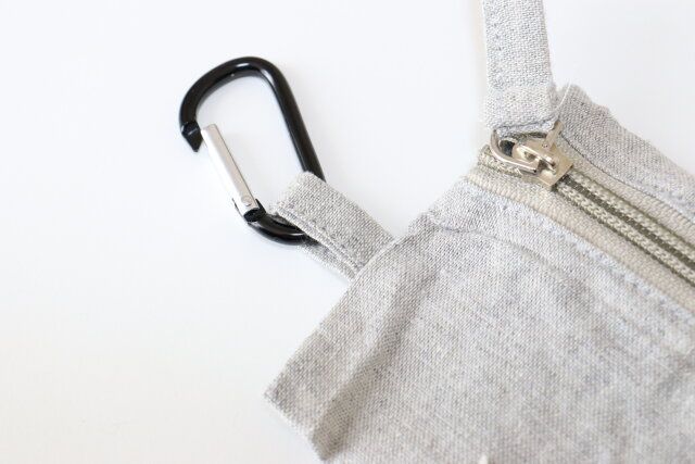 トラベルコットン混ポーチ（グレー・青） ループ