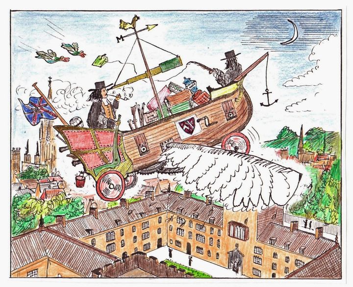 チャップマン氏が描いた「空飛ぶ四輪車」のイメージ図