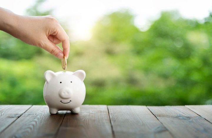 ブタの貯金箱に貯金