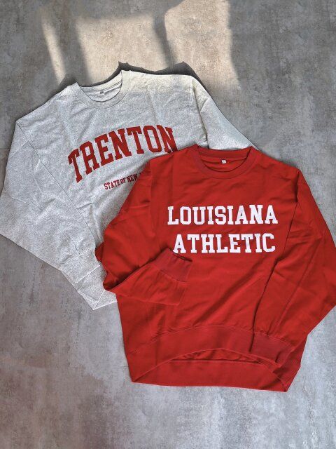 coca ビッグシルエットロングTシャツ ライトグレー レッド