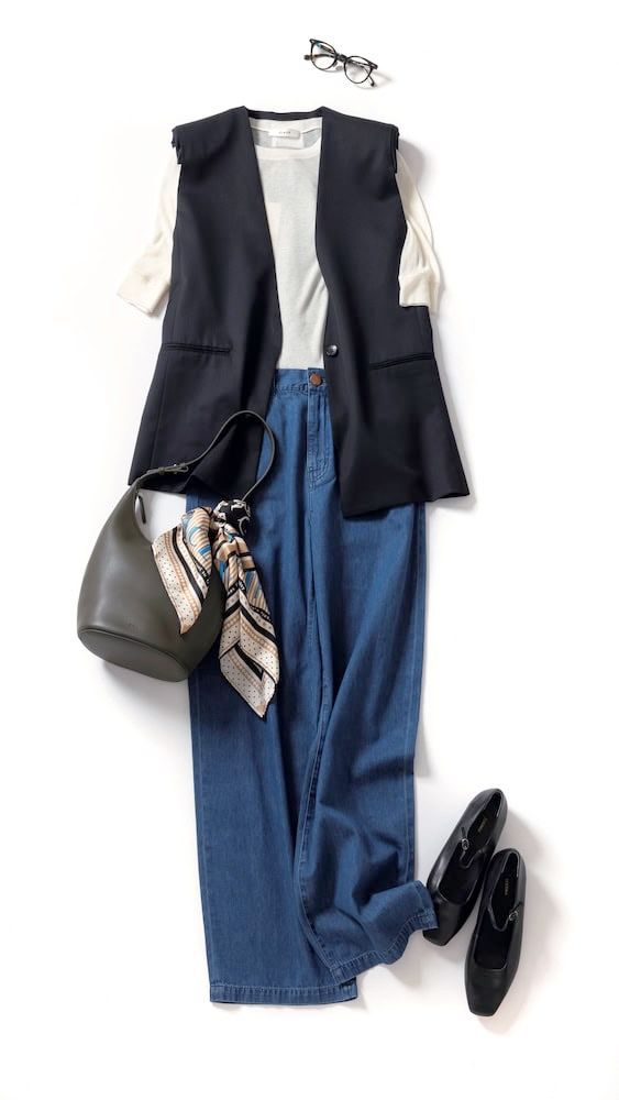 ジレ×デニムコーデ