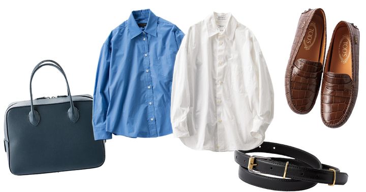 笹川友里さんが今季買ったバッグとシャツとローファーとベルト