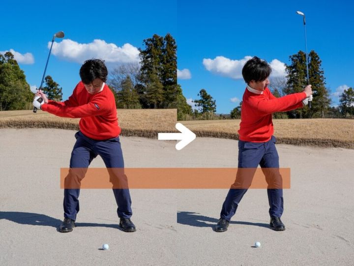 バンカーからのアプローチを成功させる簡単テクニック！コツは「ヒザを曲げるだけ」
