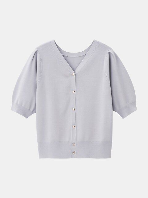 PLSTのUVカットレーヨンブレンド半袖2WAYカーディガン