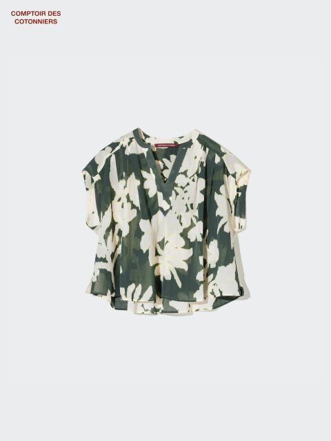 ユニクロのコットンレーヨンプリントブラウス