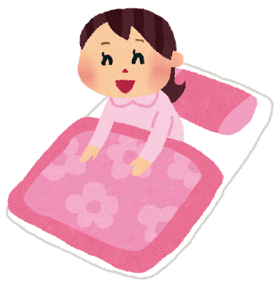 寝起きのイラスト「爽やかに起きる女性」