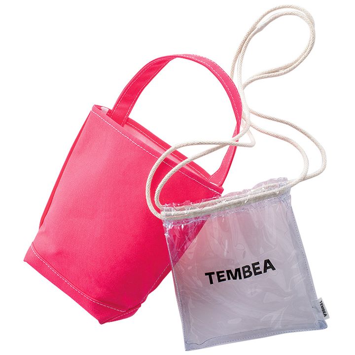 テンベアのピンクのトートとクリアバッグとSEAのキャンバストート