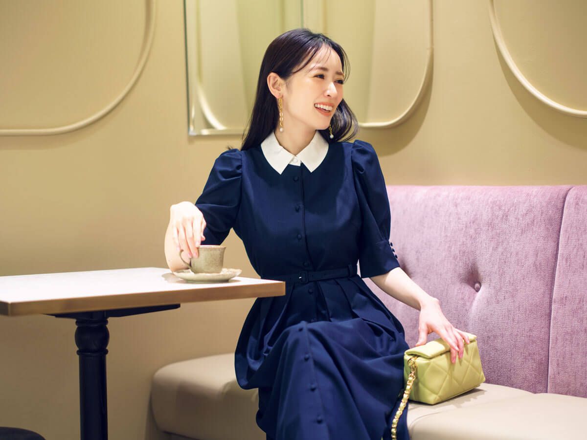 週末は【Swingle】の襟付きワンピースでおめかし♪気品あふれる